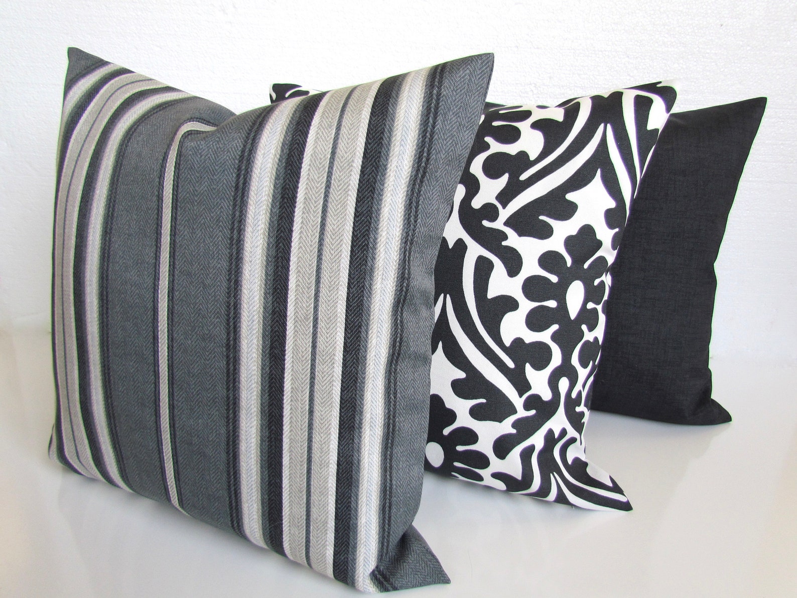 Gray Outdoor Pillows Black Outdoor Throw Pillow Covers | Etsy