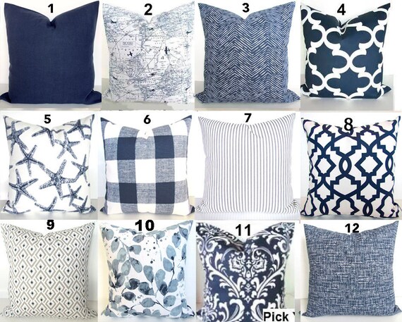 blue gingham pillows