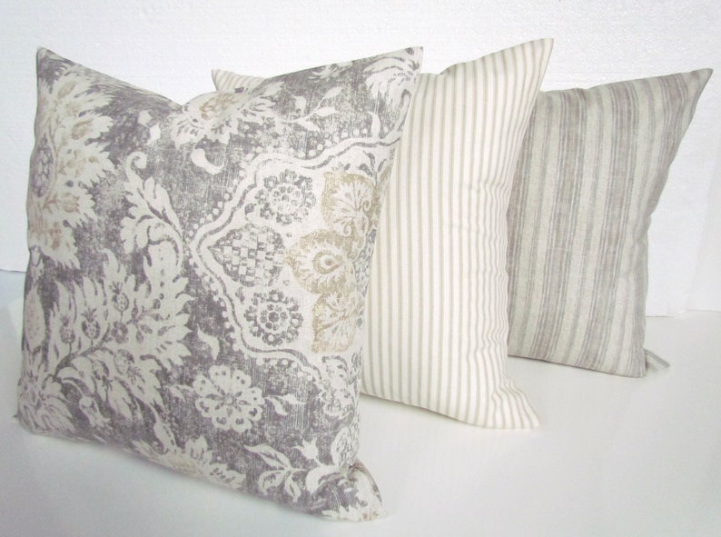 TAN PILLOWS GRAY Pillow Covers Grey Pillows Grey Throw Pillow Etsy