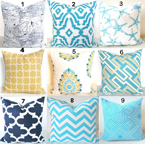 aqua blue throw pillows