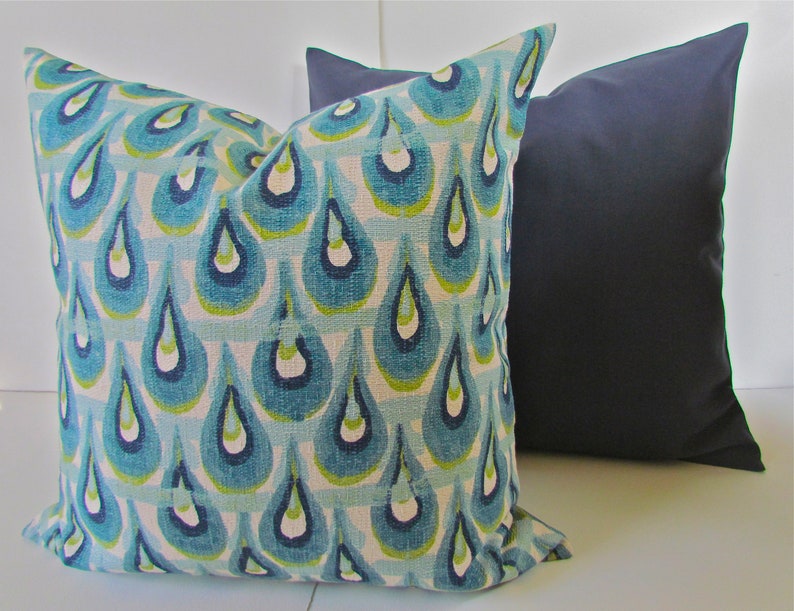 TURQUOISE Pillows Teal Pillows Blue Throw Pillow Covers Turquoise Navy Blue Pillow Covers All Sizes Lime Green 18x18 20x20 Home Decor image 4