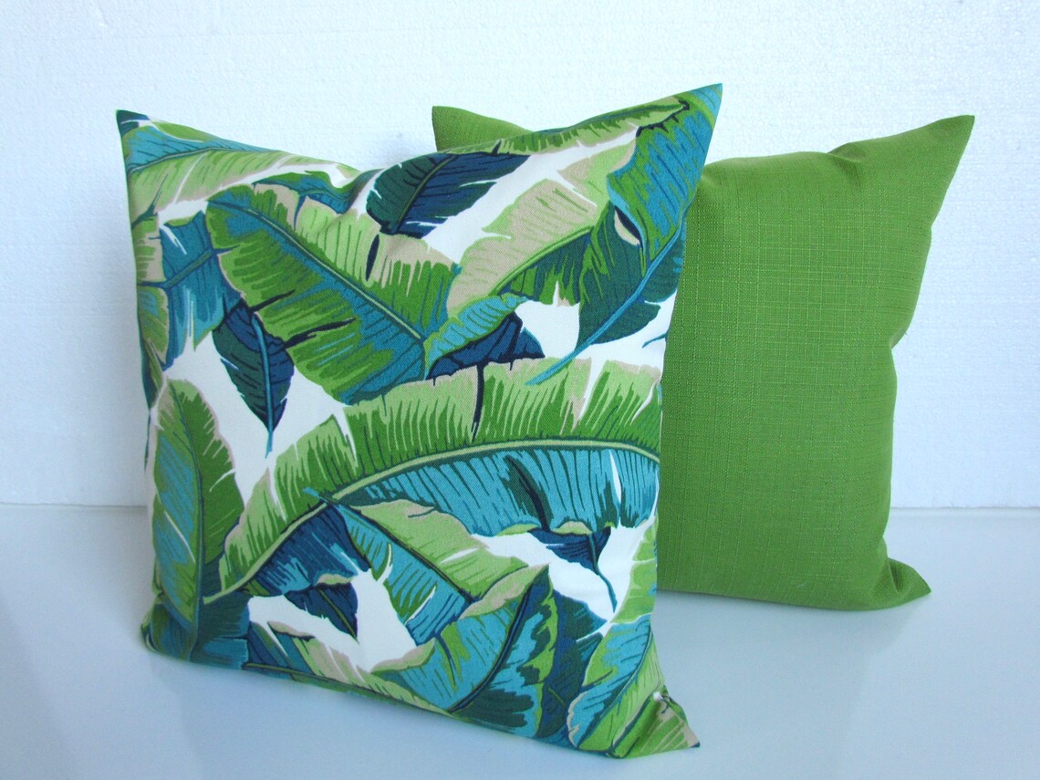 Outdoor Pillows Lime green Pillow Blue Outdoor Throw Pillow Etsy