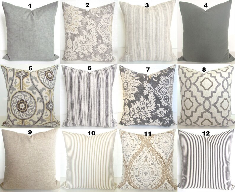 TAN PILLOWS GRAY Pillow Covers Grey Pillows Grey Throw Pillow Etsy