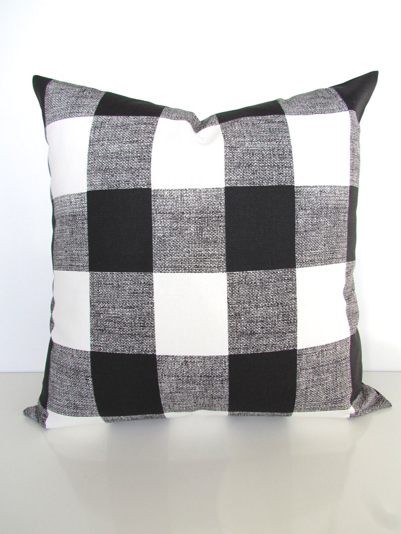 BLACK Buffalo Check PILLOWS Black Pillow Covers Black Plaid Etsy