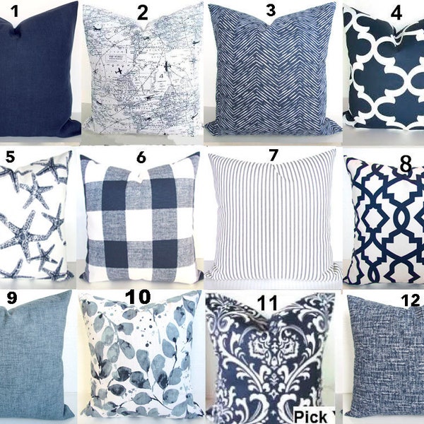 Blue Throw Pillow Etsy