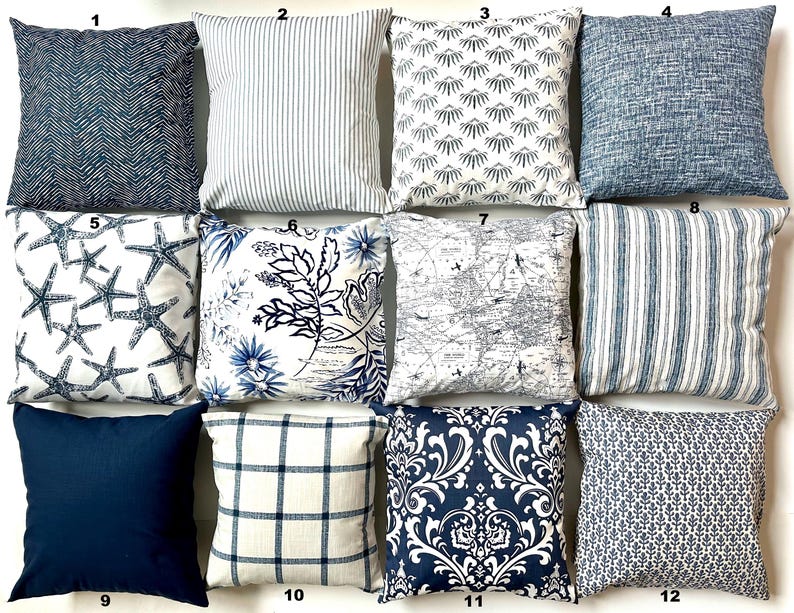 NAVY BLUE PILLOW Covers Dark Blue Throw Pillows All Sizes 24x24 26x26 Euro Shams image 2