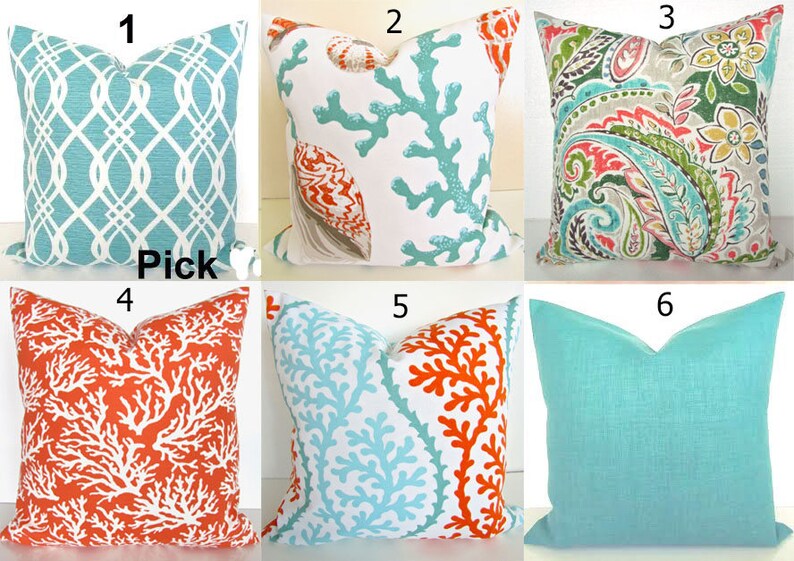 Coral Pillows Coral Outdoor Throw Pillow Covers Orange Etsy