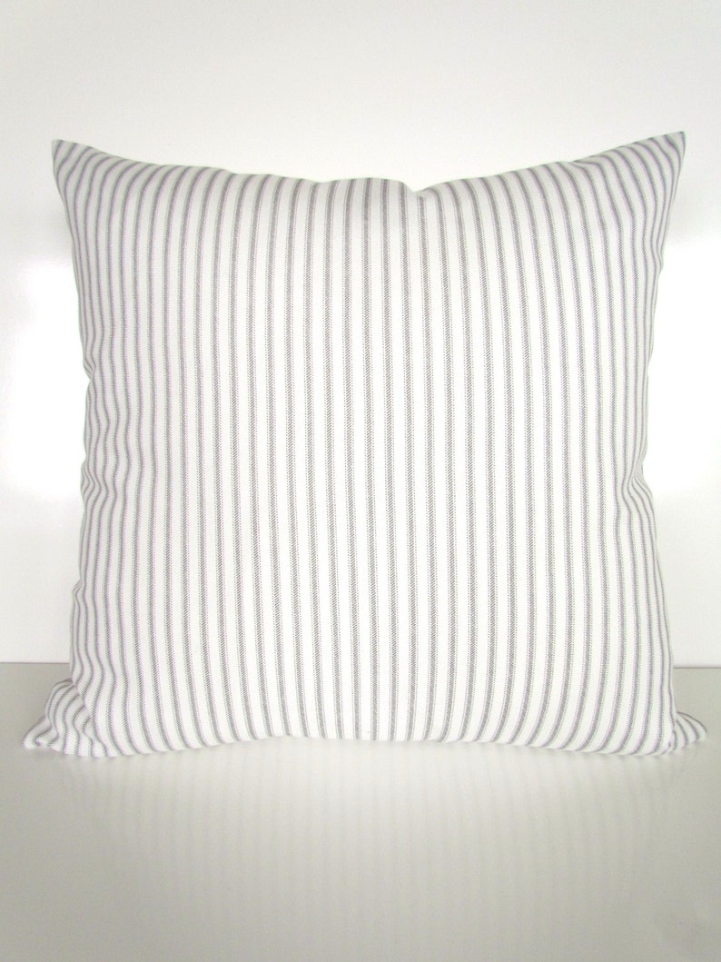 GRAY PILLOWS GREY Pillow Covers French Gray Ticking Stripe Etsy