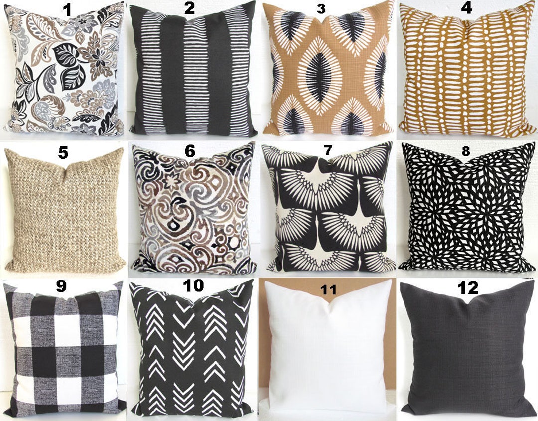 Gray Outdoor Pillows Black Outdoor Throw Pillow Covers Tan Charcoal ...