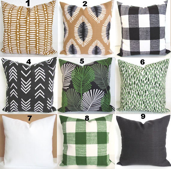 black white and green throw pillows