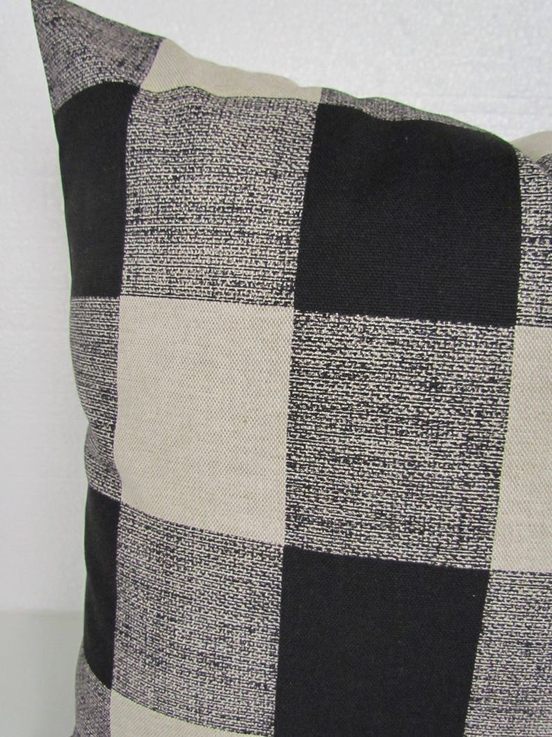 BLACK Plaid PILLOW Covers Black Buffalo Check Throw Pillows Etsy