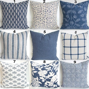 Blue PILLOWS Denim Blue Throw Pillows Denim Pillow Covers Farmhouse Pillows Denim Blue Pillow Cover 16 18x18 Navy Blue Pillows Denim Pillows