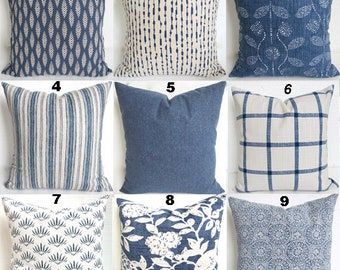 Blue PILLOWS Denim Blue Throw Pillows Denim Pillow Covers Farmhouse Pillows Denim Blue Pillow Cover 16 18x18 Navy Blue Pillows Denim Pillows