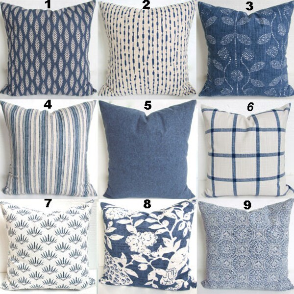 Blue PILLOWS Denim Blue Throw Pillows Denim Pillow Covers Farmhouse Pillows Denim Blue Pillow Cover 16 18x18 Navy Blue Pillows Denim Pillows