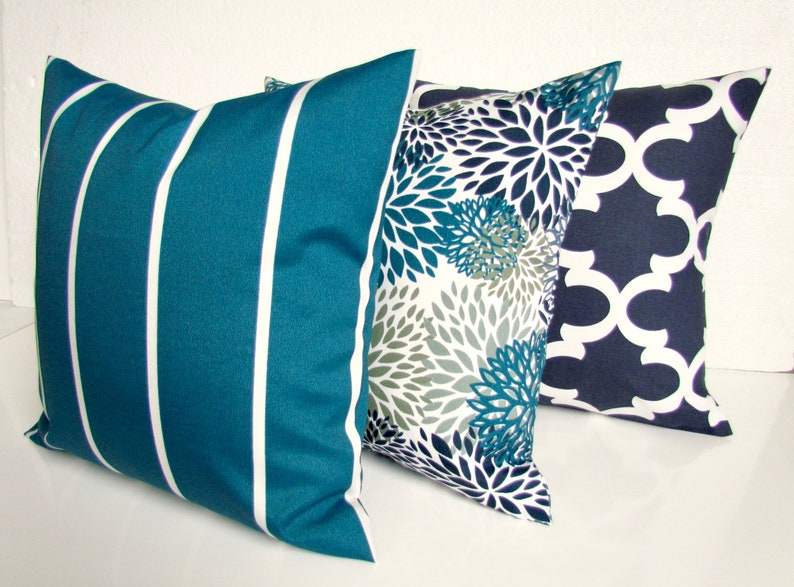 TEAL OUTDOOR PILLOWS Teal Pillows Teal Pillow Covers Blue Etsy