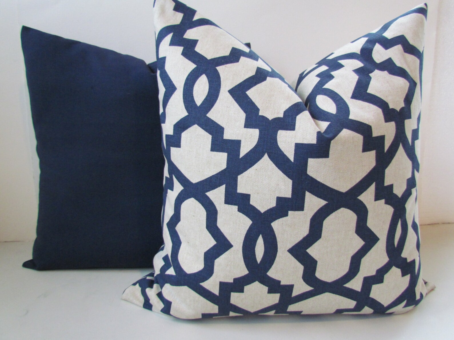 TAN PILLOWS Navy Blue Throw Pillow Covers Dark Blue Pillows Etsy