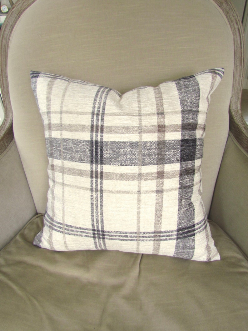 GRAY THROW PILLOWS Farmhouse Pillows Buffalo Check Pillows Tan Etsy