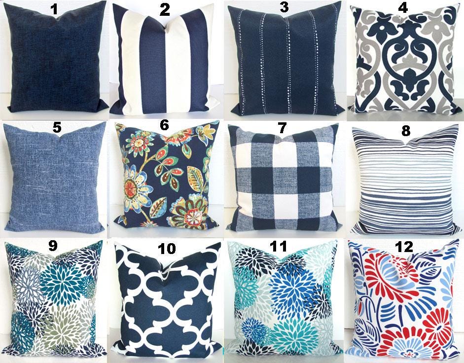 BLUE OUTDOOR PILLOW Navy Blue Throw Pillow Covers Blue Throw Pillows Turquoise Green Aqua Green Gray Outdoor Pillow Covers 16 18 20x20 Grey Etsy Canada
