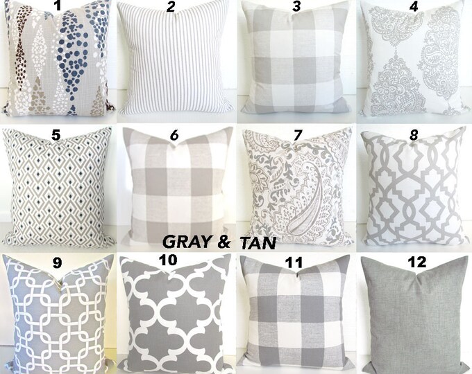 GRAY PILLOWS Gray & TAN Pillow Covers French Gray Buffalo Etsy