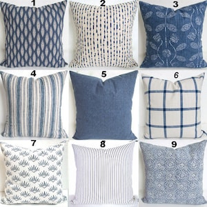 Blue PILLOWS Blue Throw Pillows Denim Blue Pillow Covers Farmhouse Pillows Denim Blue Pillow Cover 16 18x18 Navy Blue Pillows Denim Pillows