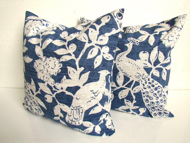 BLUE Farmhouse PILLOW Covers Blue Throw Pillows Dark Blue Etsy