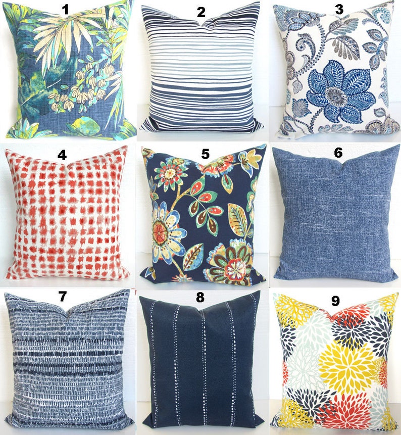 Denim Outdoor Pillows Blue Outdoor Throw Pillow Covers Teal Etsy