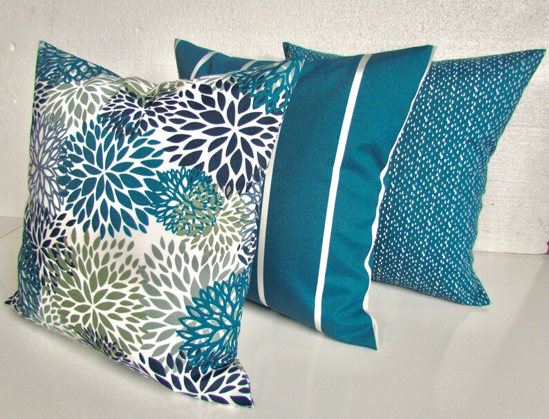 Teal Outdoor Pillows Teal Outdoor Pillow Covers Blue Outdoor Etsy