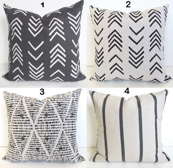 gray throw pillows set