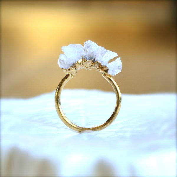 Rosa Quarz Spike Goldring