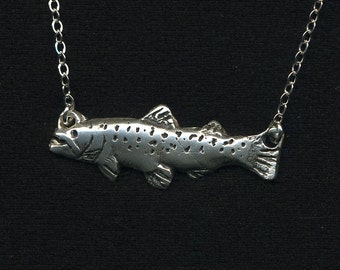 For the fly-fishing women, a  Sterling Silver Rainbow Trout Fish Pendant Necklace
