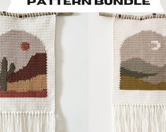 Tapestry Crochet Pattern Bundle Crochet Wall Hanging Pattern Modern Crochet Intarsia Crochet Pattern PDF Download