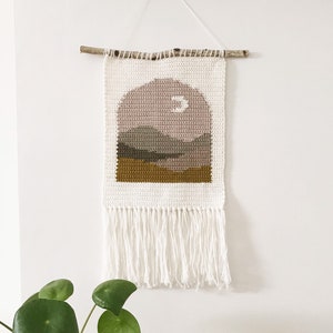 Moon Arch wall hanging crochet pattern. Crochet wall hanging. Crochet home decor. Tapestry crochet. Intarsia crochet. Modern crochet pattern zdjęcie 1