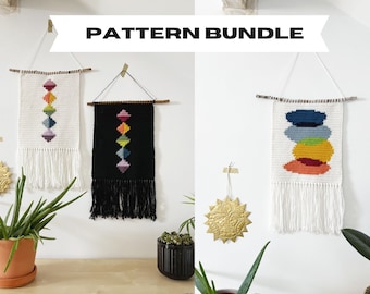 Intarsia Crochet Pattern Bundle Crochet Wall Hanging Pattern Modern Crochet Tapestry Pattern PDF Download
