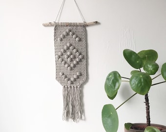 Patrón para colgar en la pared de ganchillo Patrón de puntada Bobble Crochet Boho Colgante de pared Decoración del hogar Patrón de ganchillo PDF