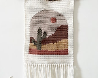 Crochet Tapestry Pattern Desert Theme Decor Tapestry Crochet Pattern Desert Crochet Wall Hanging  Pattern