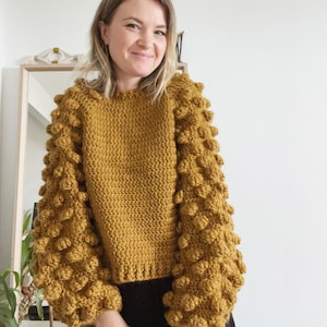 Bobble sleeve sweater top