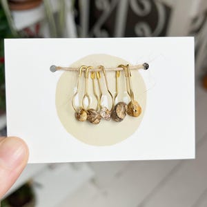 Picture Jasper stitch markers. Progress markers. Crystal stitch marker. Gift for crocheters / knitters. Crochet and knitting.