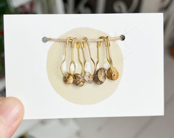 Picture Jasper stitch markers. Progress markers. Crystal stitch marker. Gift for crocheters / knitters. Crochet and knitting.