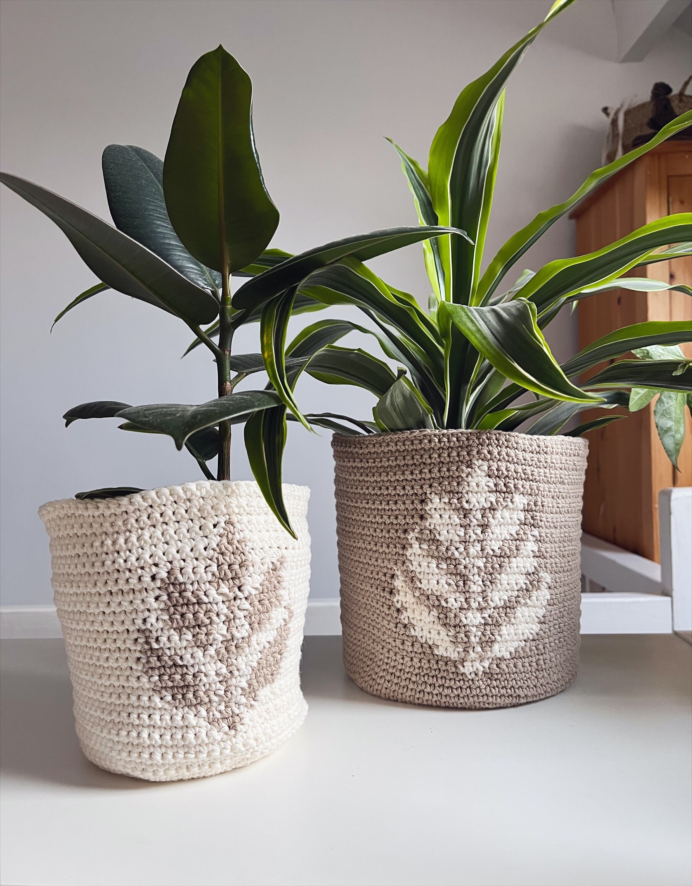 20 Modern Crochet Patterns for Your Wardrobe and Home 11 Fern Plant Pot covers crochet pattern. Crochet plant pot.
