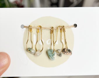 Ocean Jasper stitch markers. Progress markers. Crystal stitch marker. Gift for crocheters / knitters. Crochet and knitting.