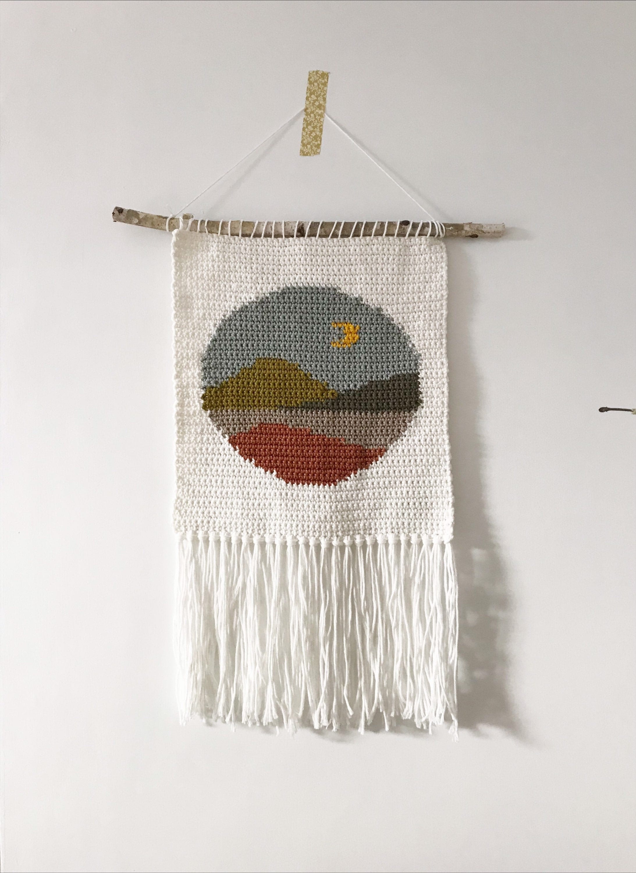20 Modern Crochet Patterns for Your Wardrobe and Home 19 Moon Hills crochet pattern. Crochet wall hanging. Crochet