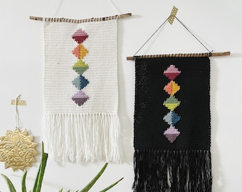 Rainbow Diamond wall hanging crochet pattern. Crochet wall hanging. Crochet home decor. Tapestry Intarsia crochet. Modern crochet pattern