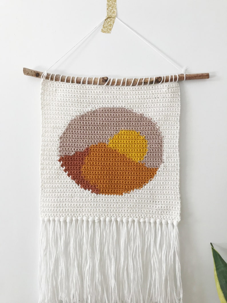 Crochet Wall Hanging Pattern Intarsia Crochet Pattern Modern Crochet Wall Decor Pattern Tapestry Crochet Wall Hanging Pattern PDF Download image 1