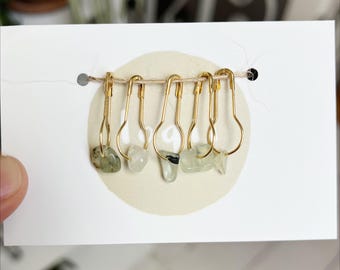 Prehnite crystal stitch markers. Progress markers. Crystal stitch marker. Gift for crocheters / knitters. Crochet and knitting.