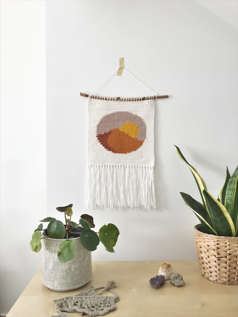 Crochet Wall Hanging Pattern Intarsia Crochet Pattern Modern Crochet Wall Decor Pattern Tapestry Crochet Wall Hanging Pattern PDF Download image 2