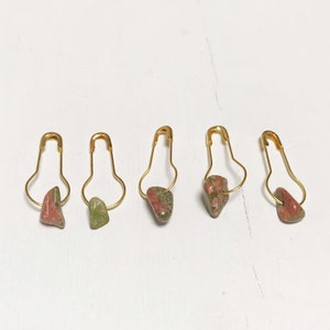 Crystal Stitch Markers for Crocheter Gift for Knitter Chunky Stitch Markers Progress Markers Crystal Unakite Stitch Markers image 3