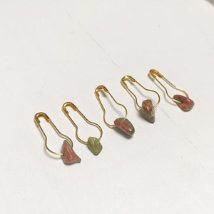 Crystal Stitch Markers for Crocheter Gift for Knitter Chunky Stitch Markers Progress Markers Crystal Unakite Stitch Markers image 6