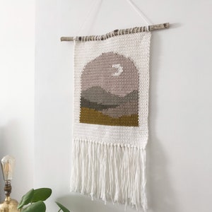 Moon Arch wall hanging crochet pattern. Crochet wall hanging. Crochet home decor. Tapestry crochet. Intarsia crochet. Modern crochet pattern zdjęcie 2