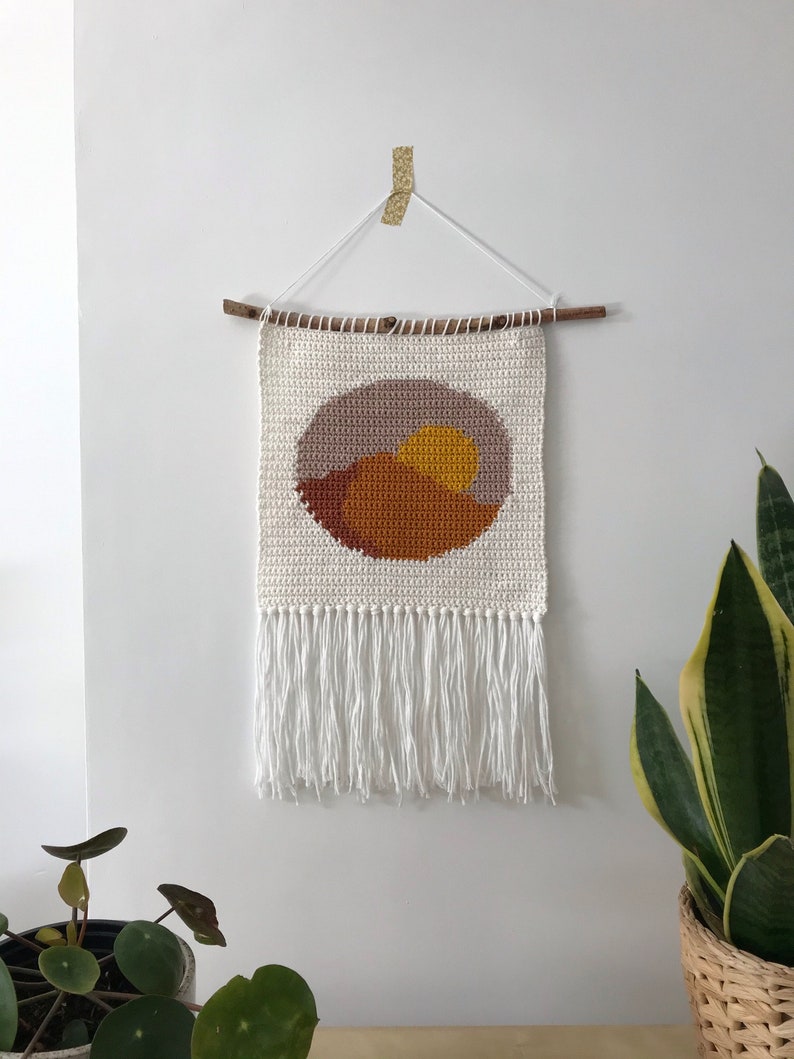 Crochet Wall Hanging Pattern Intarsia Crochet Pattern Modern Crochet Wall Decor Pattern Tapestry Crochet Wall Hanging Pattern PDF Download image 4