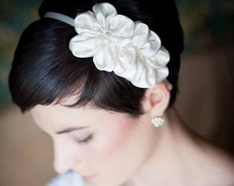 Bridal Headband, Ivory Wedding Hair Flower Headband, Bridal Accessories, Bridal Hair Piece, Bridal Flower Headband by Selinish